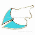 Fashion Large Resin Stone Women's Necklace in Blue Collar-shaped Design